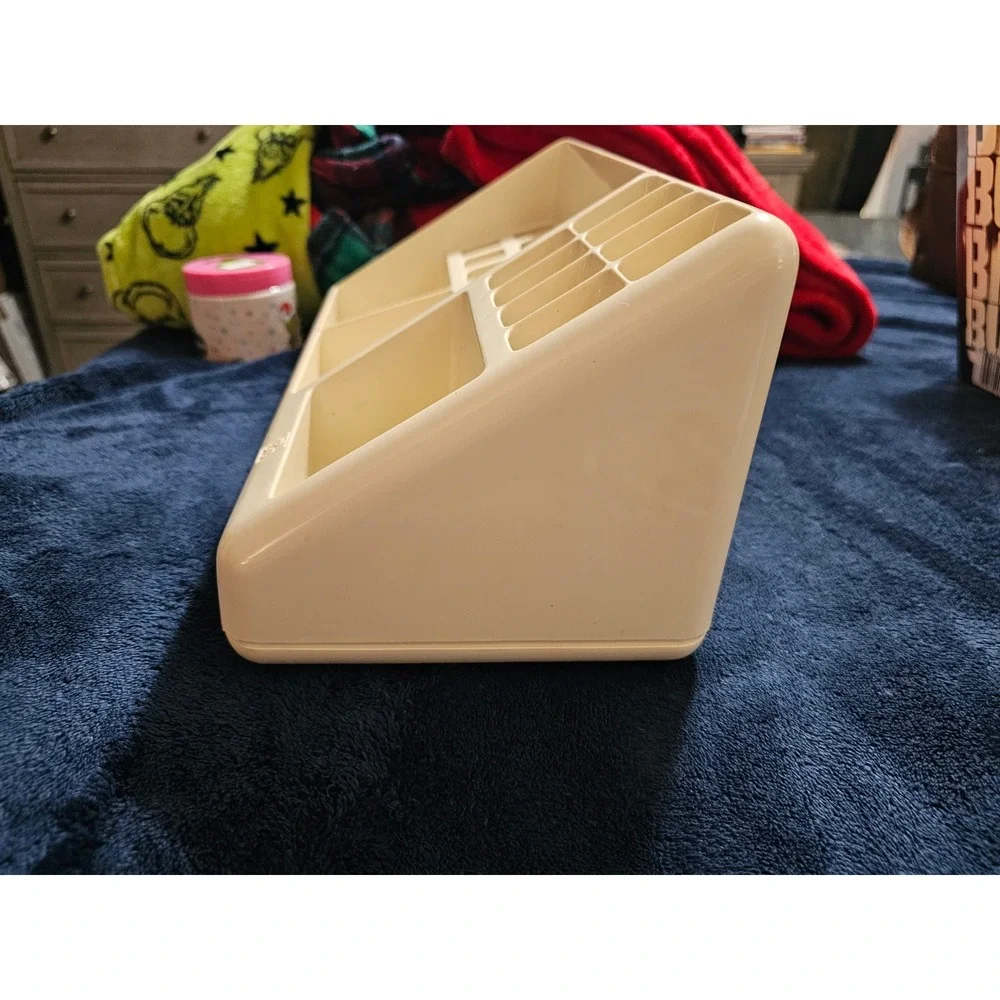 Vintage Burton Barone Cream Makeup Organizer Vanity Caddy Lipstick Holder USA